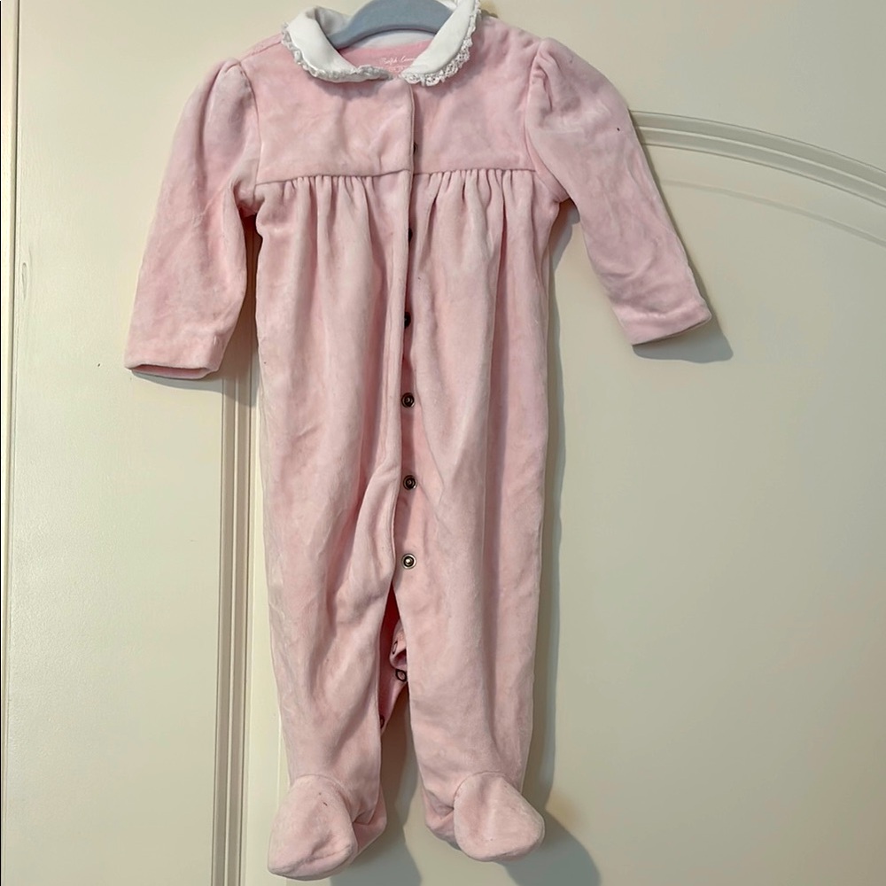 New Ralph Lauren velvet onesie with lace collar